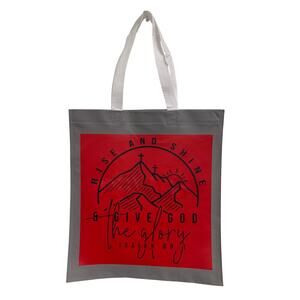 New Upcycled Hand Printed Rise & Shine Give God Glory Isaiah 60:1 Tote Bag